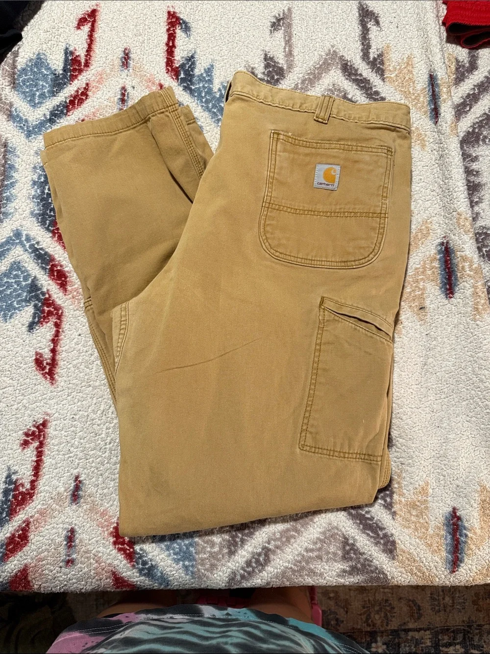 Carhartt Men’s Brown/Tan Cargo Work Pants - Rugged Utility Trousers(Irregular)